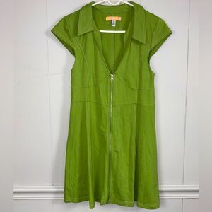 Urban Outfitters Green Amal Zip-Front Mini Dress Size Large Retro Minimalist